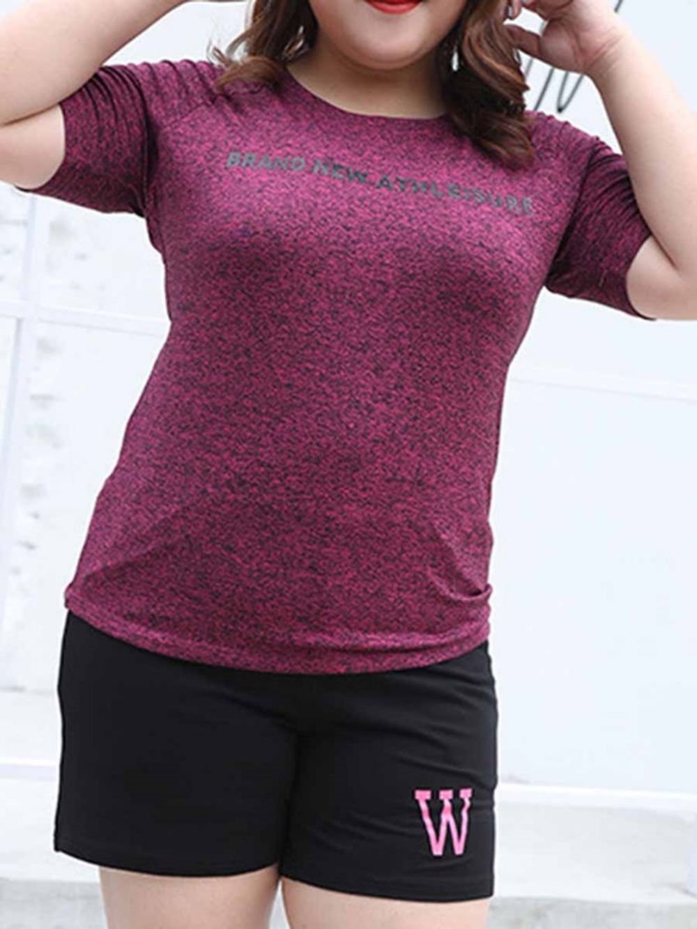 Tops Esportivos Femininos Plus Size Estampados Carta Manga Curta