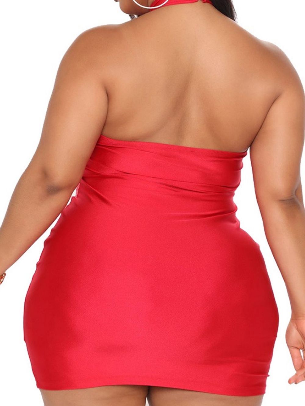 Vestido Com Gola De Pé Sem Mangas Acima Do Joelho Liso Bodycon Plus Size