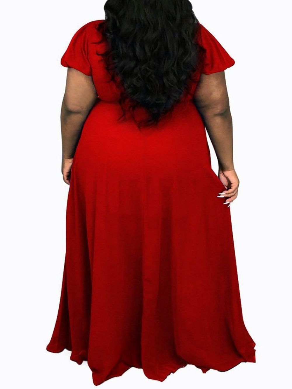 Vestido Pulôver Com Amarração Manga Curta Decote Em V Expansão Plus Size