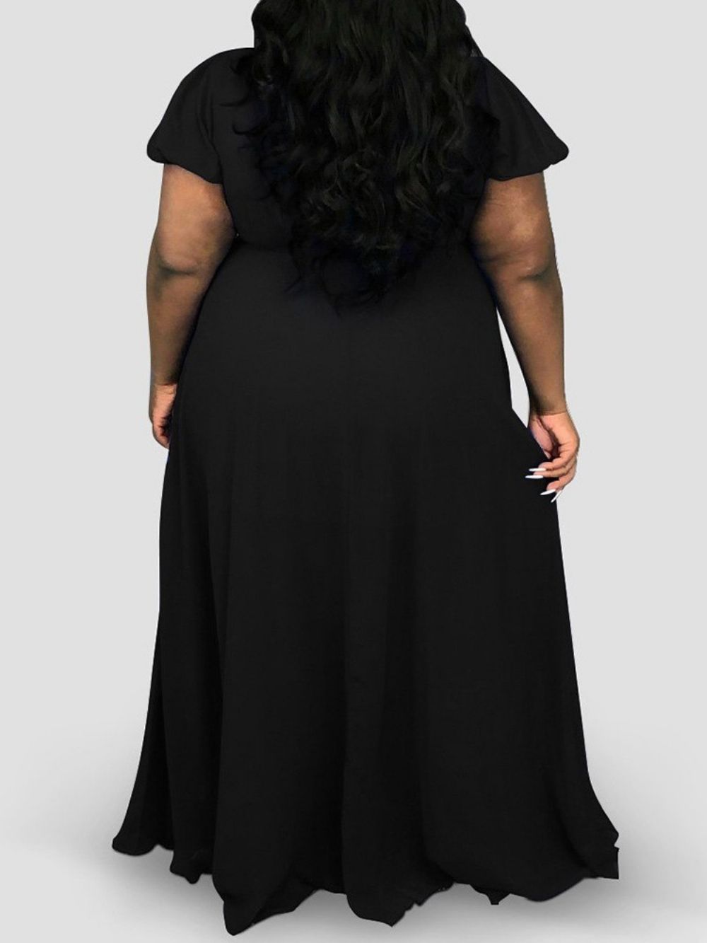 Vestido Pulôver Com Amarração Manga Curta Decote Em V Expansão Plus Size