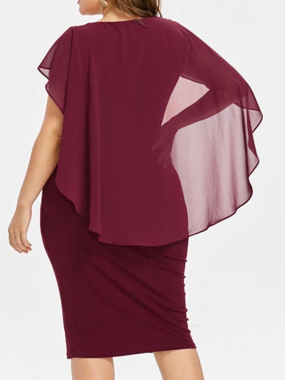 Vestido Pulôver Liso Manga Curta Meia Panturrilha Gola Redonda Simples Plus Size