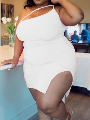 Vestido Sem Mangas Com Fenda Acima Do Joelho Bodycon Plus Size