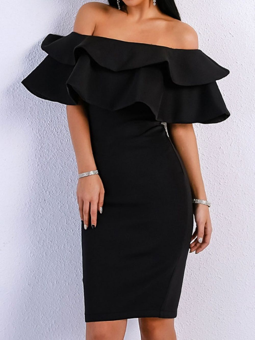 Little Black Dress Off Shoulder Bodycon Vestido Branco Preto Vestido De Convidado De Casamento