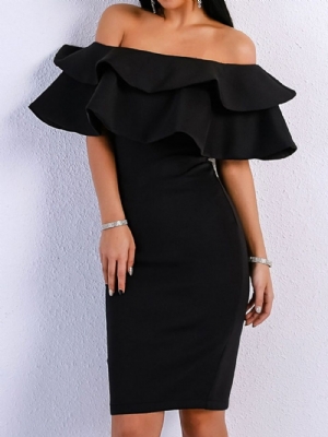 Little Black Dress Off Shoulder Bodycon Vestido Branco Preto Vestido De Convidado De Casamento