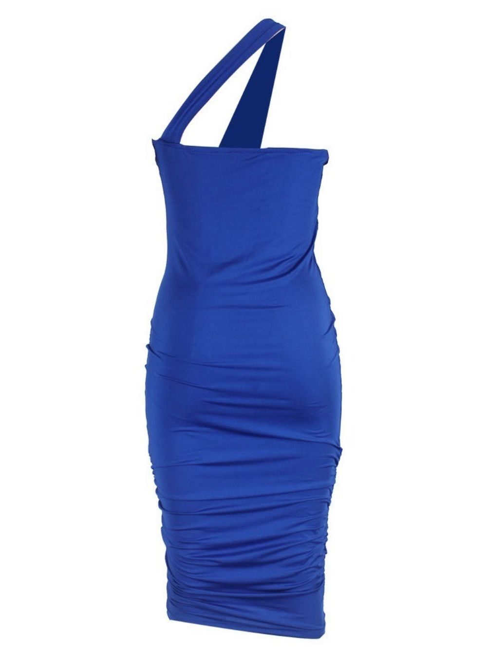 Vestido Bodycon Azul Simples Sem Manga Patchwork Sem Manga