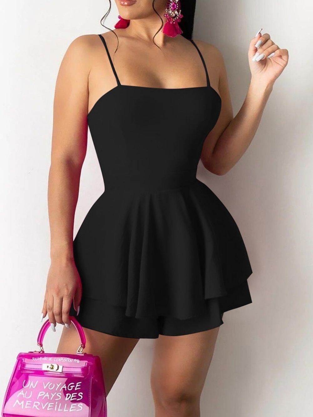 Vestido Bodycon Gola Quadrada Acima Do Joelho Sem Manga