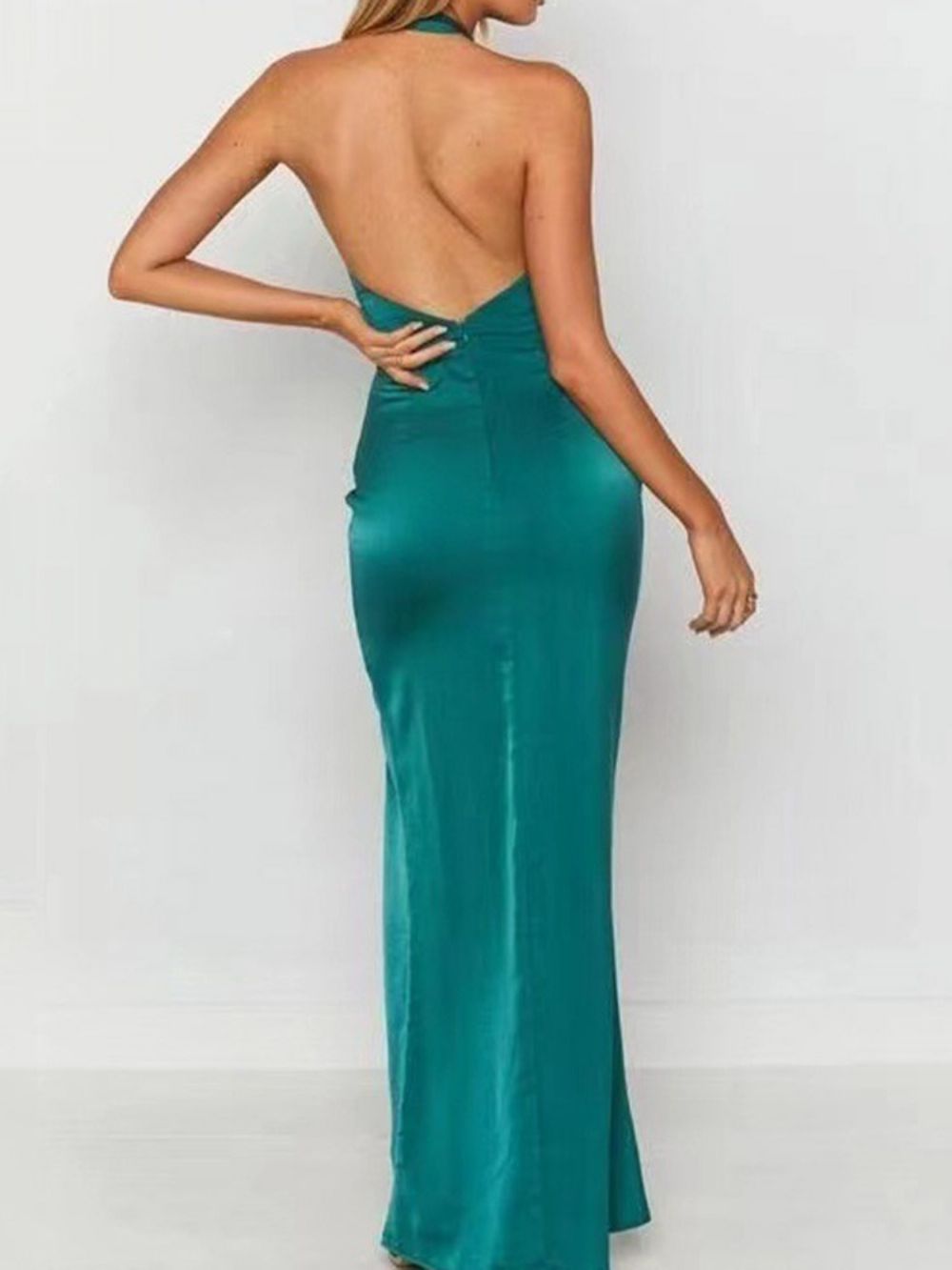 Vestido Bodycon Liso Sem Mangas Até O Chão