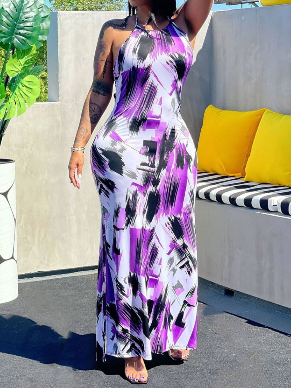 Vestido Bodycon Longo Sem Manga Sem Costas Sem Costas