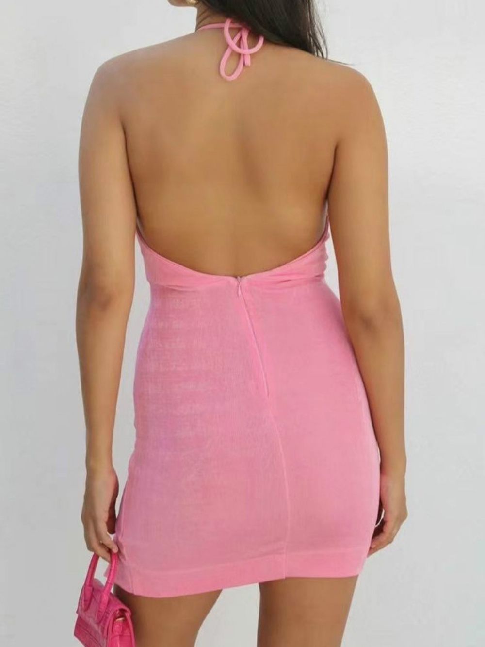 Vestido Bodycon Sem Costas Acima Do Joelho Sem Manga