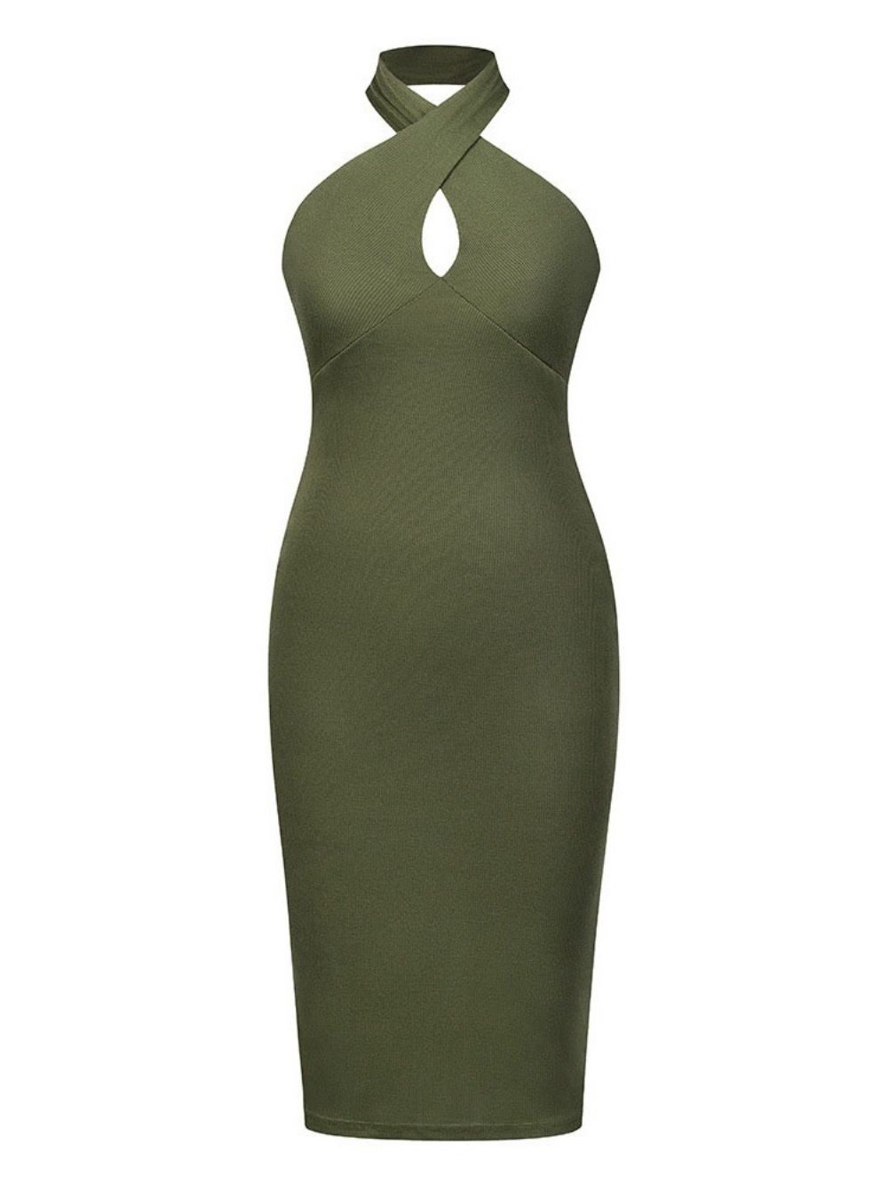 Vestido Bodycon Verão Sem Mangas Sem Costas E Meio Da Panturrilha