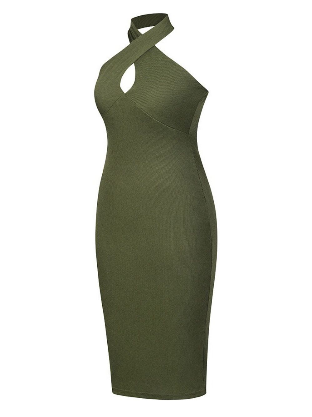 Vestido Bodycon Verão Sem Mangas Sem Costas E Meio Da Panturrilha