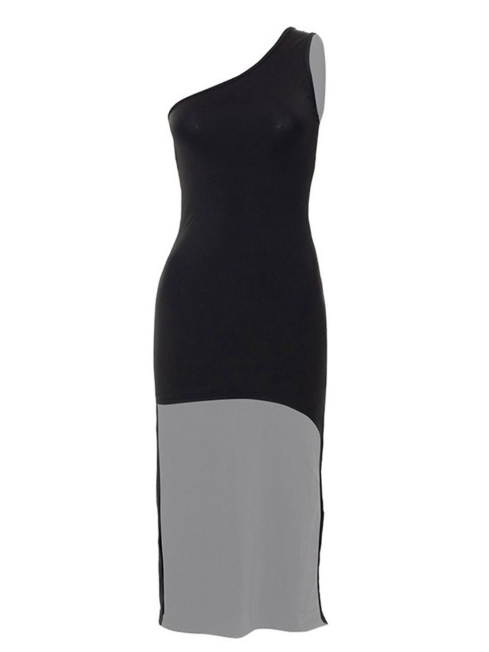 Vestido Bodycon De Verão Sem Mangas E Gola Oblíqua Simples Assimétrico