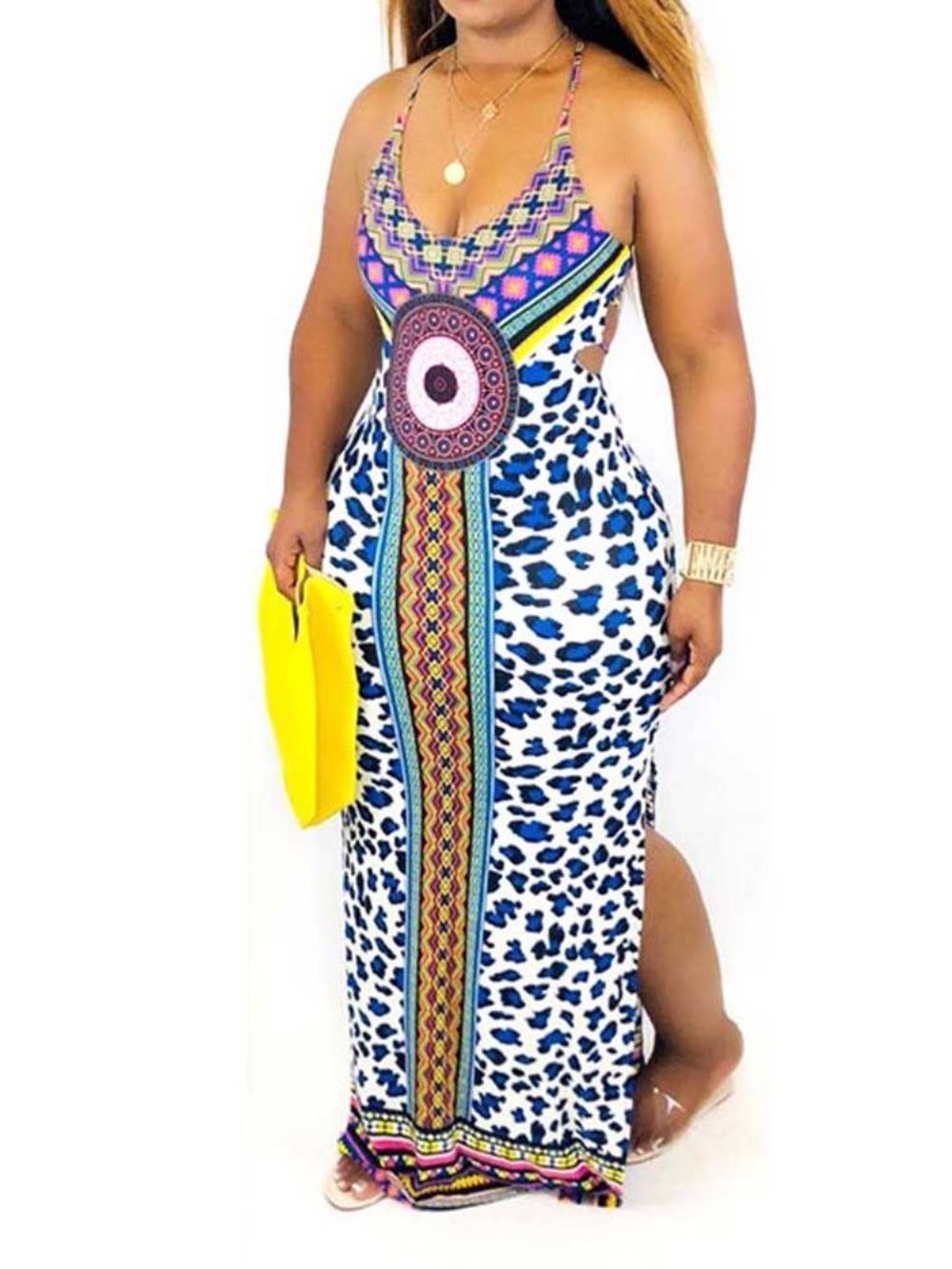 Vestido Geométrico Sem Mangas Estilo Africano Estilo Africano Sem Mangas