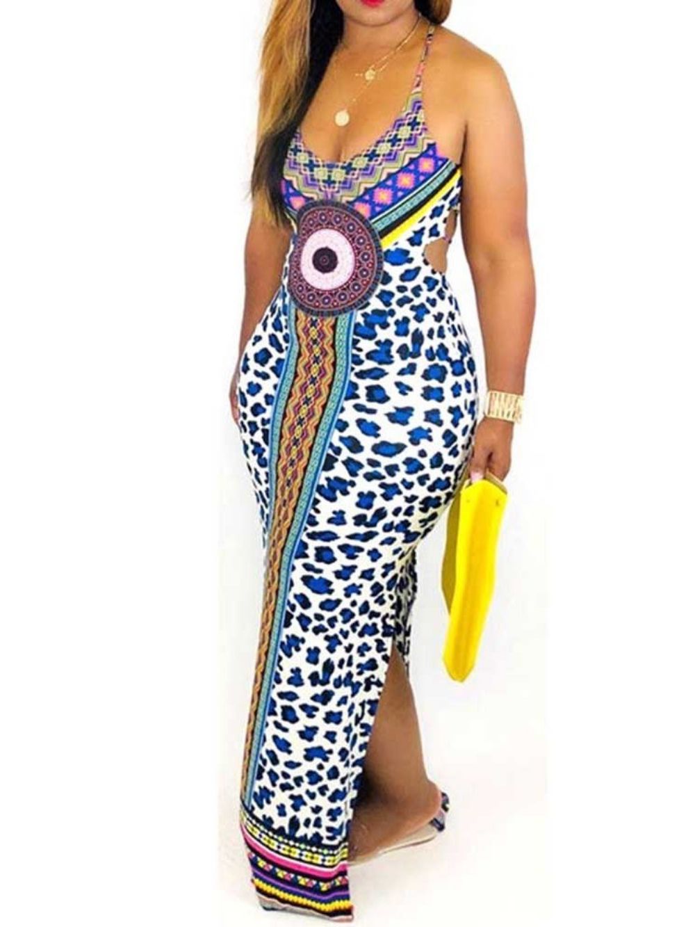 Vestido Geométrico Sem Mangas Estilo Africano Estilo Africano Sem Mangas