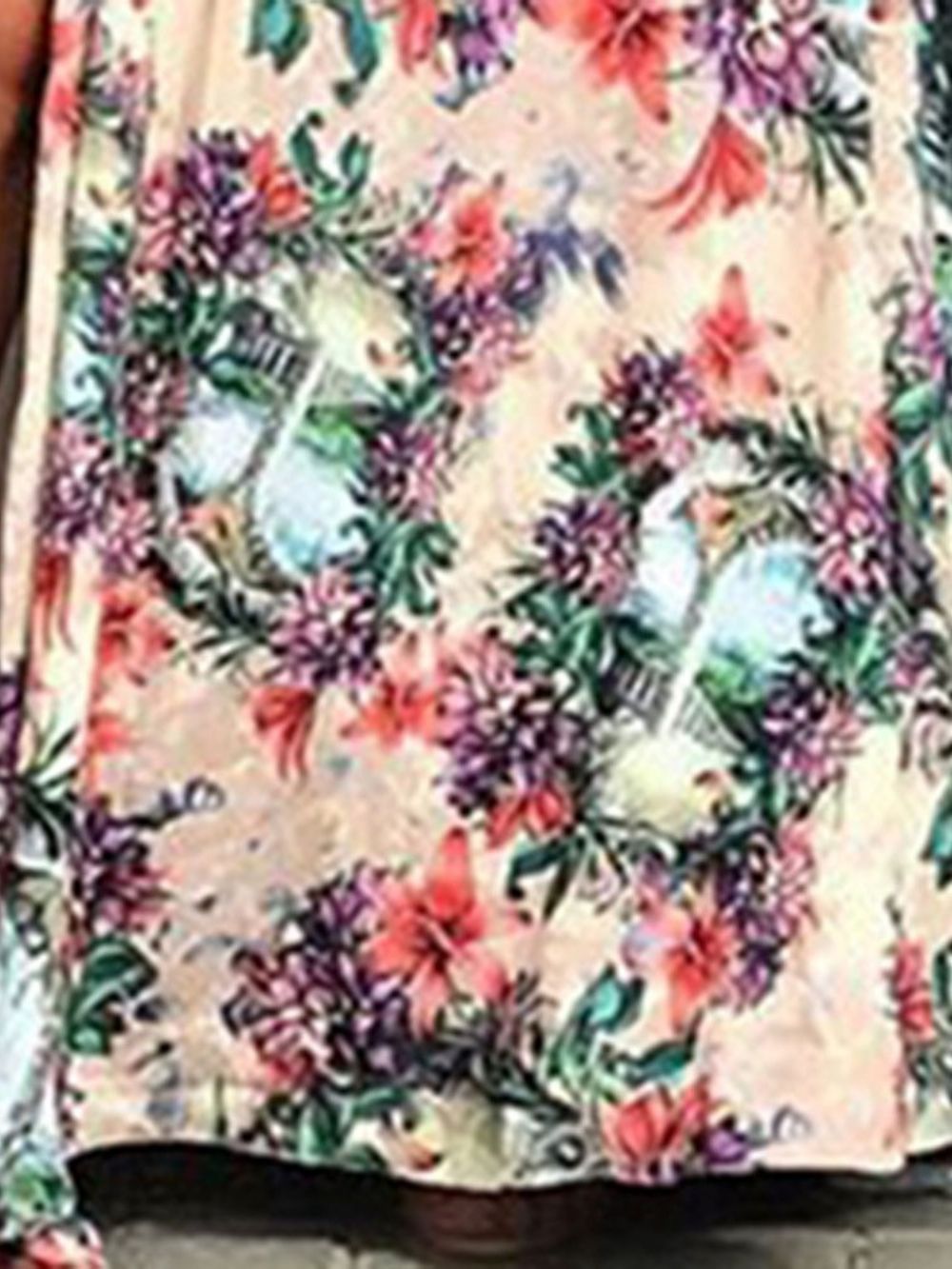 Vestido Maxi Floral Com Decote Em V E Manga Três Quartos Com Amarração