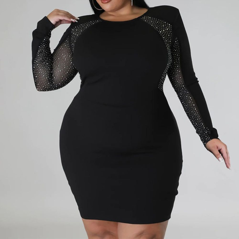 Vestido Plus Size Gola Redonda Decote Acima Do Joelho Regular Bodycon Vestido