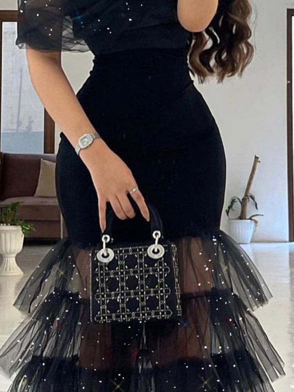 Vestido De Retalhos De Manga Curta Até O Tornozelo Moda Liso Bodycon