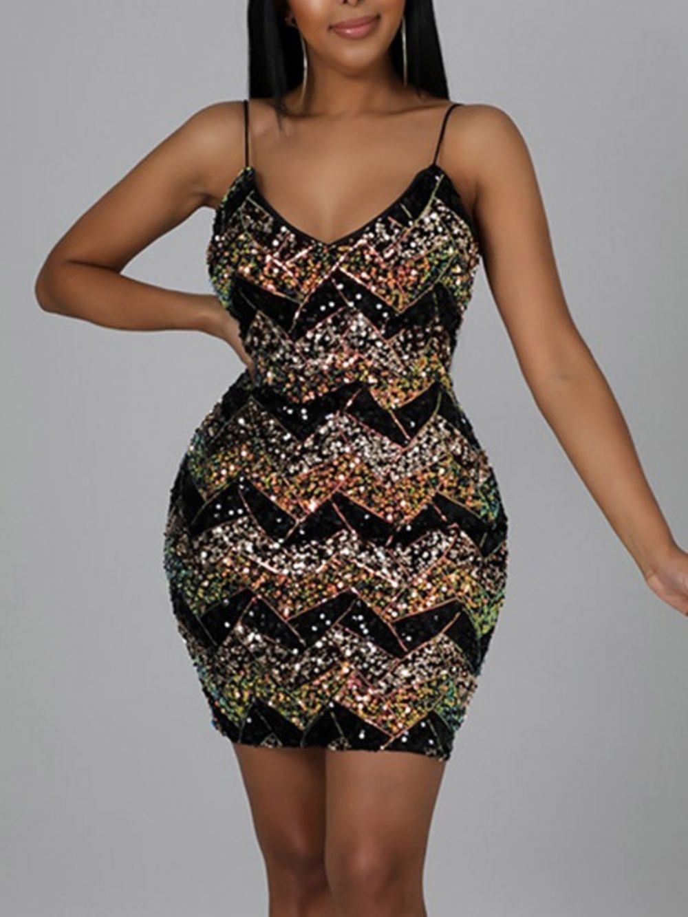 Vestido De Verão Sem Mangas Patchwork Acima Do Joelho Bodycon