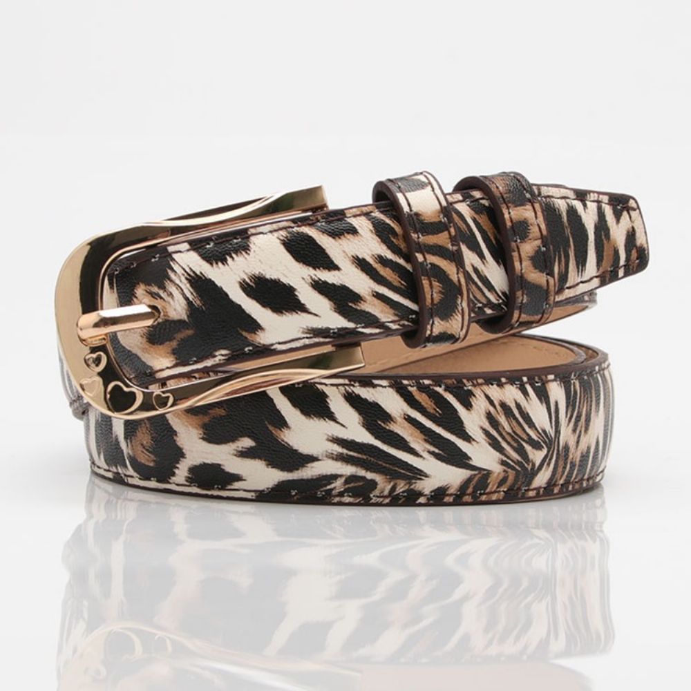 Cinto De Pu Com Fivela Fashion Com Estampa De Leopardo