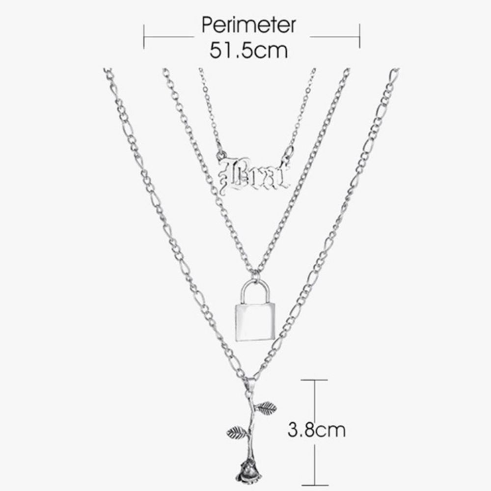 Colares Femininos Unissex Com Cadeado E-Plating Lock