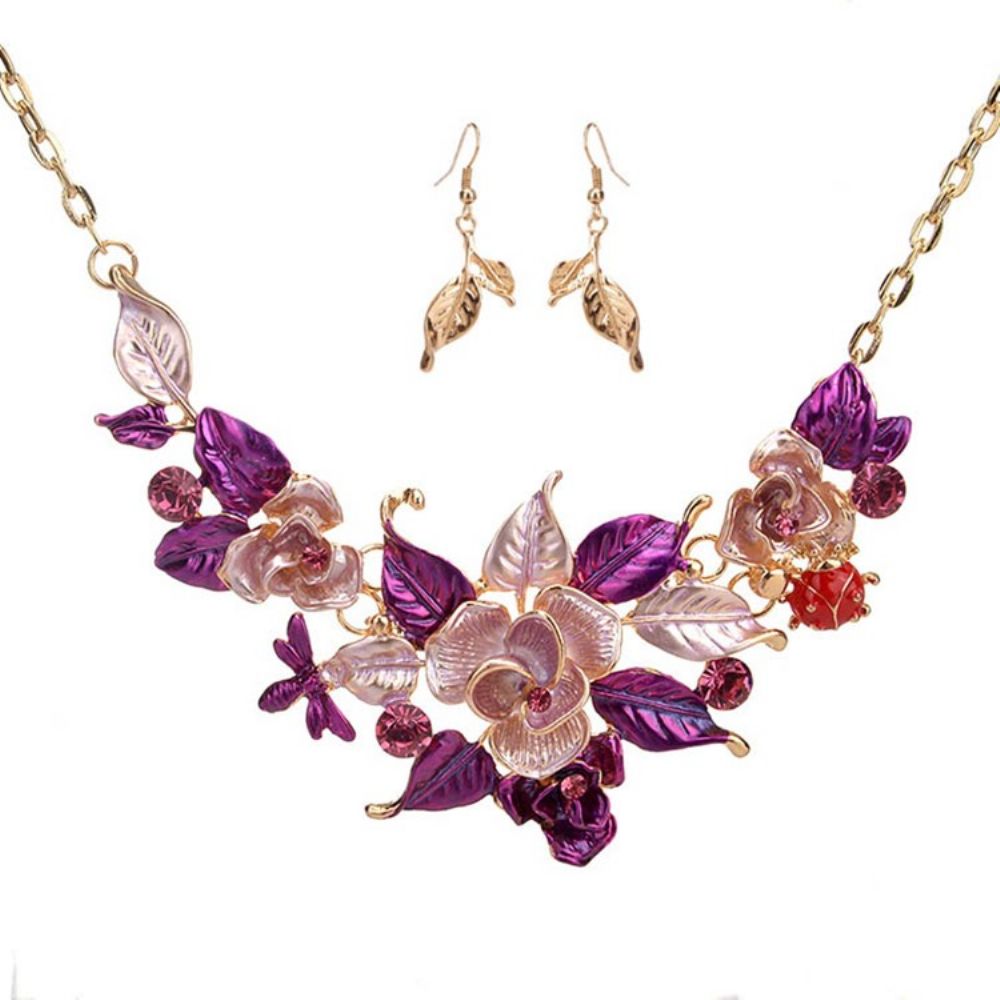 Conjunto De Joias De Flores Ultra Violeta Para Mulheres