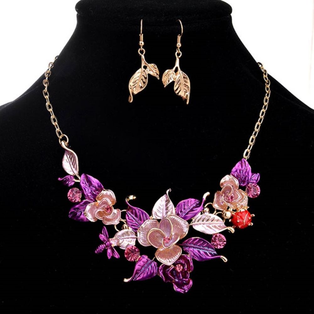 Conjunto De Joias De Flores Ultra Violeta Para Mulheres