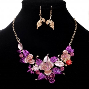 Conjunto De Joias De Flores Ultra Violeta Para Mulheres