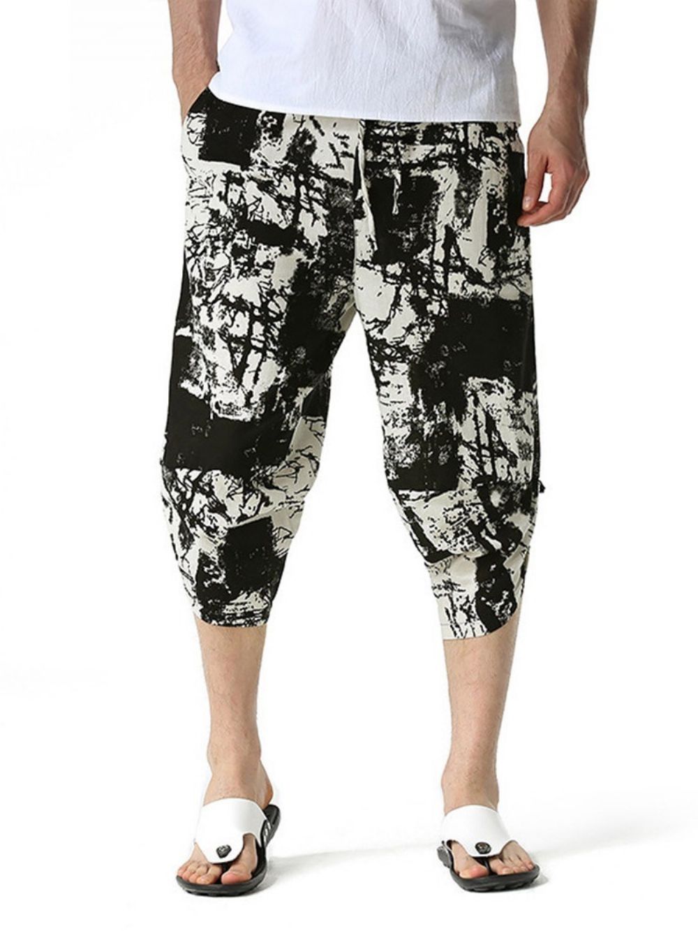 Calças Lápis De Bolso Shorts Masculinos Casuais Finos De Cintura Baixa