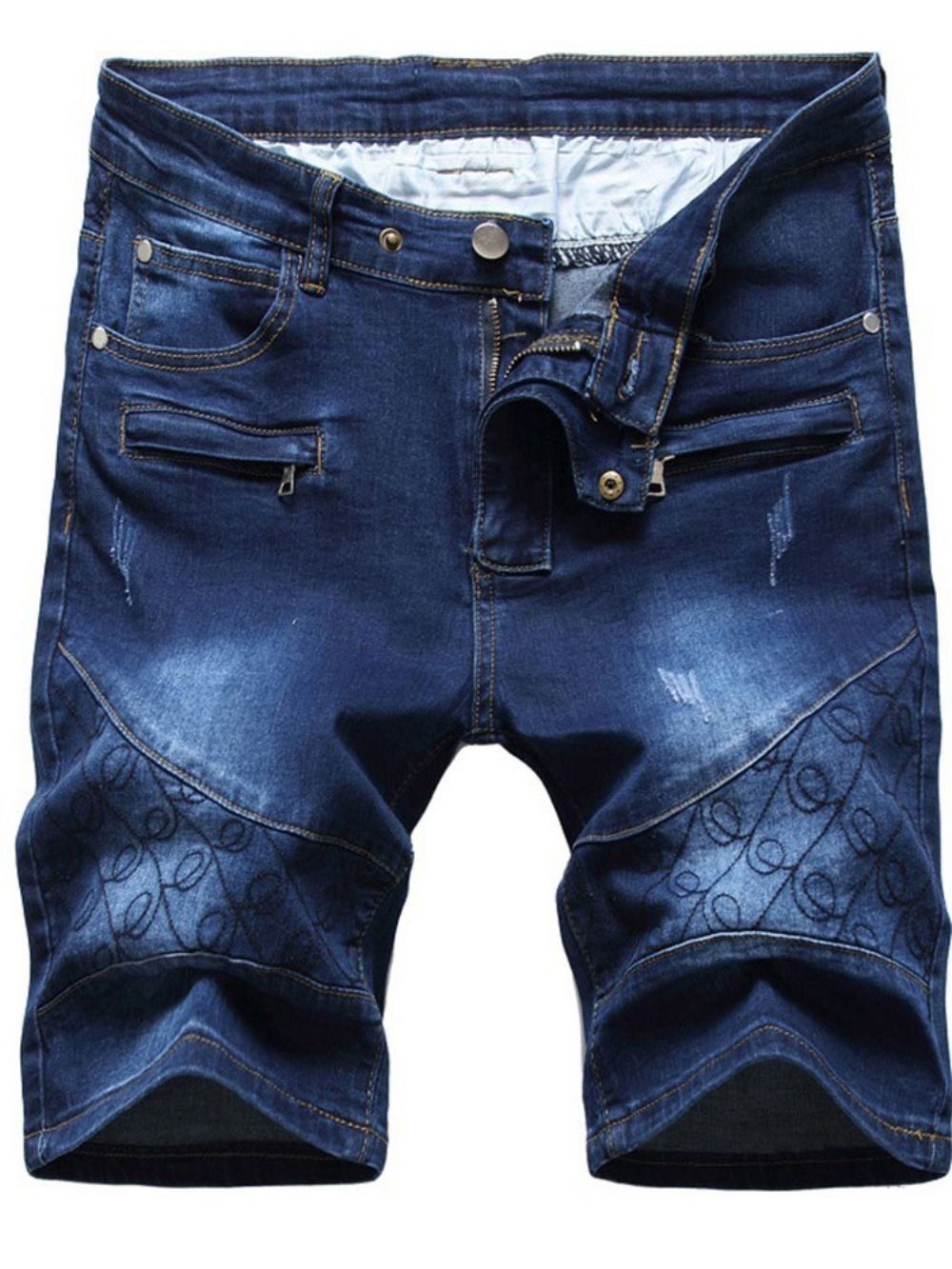 Short Jeans Masculino Casual Bolso Reto Com Zíper