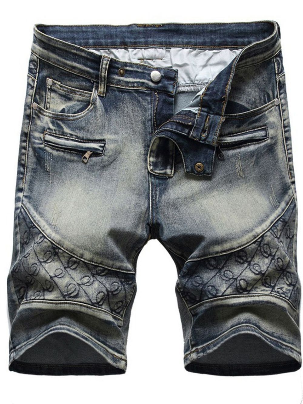 Short Jeans Masculino Casual Bolso Reto Com Zíper