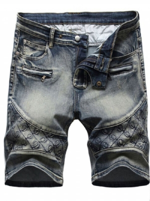 Short Jeans Masculino Casual Bolso Reto Com Zíper