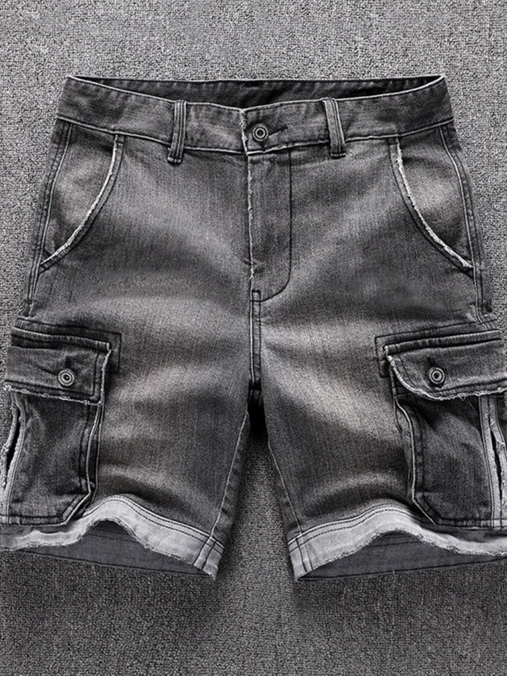 Short Jeans Masculino Reto Cintura Média Com Zíper