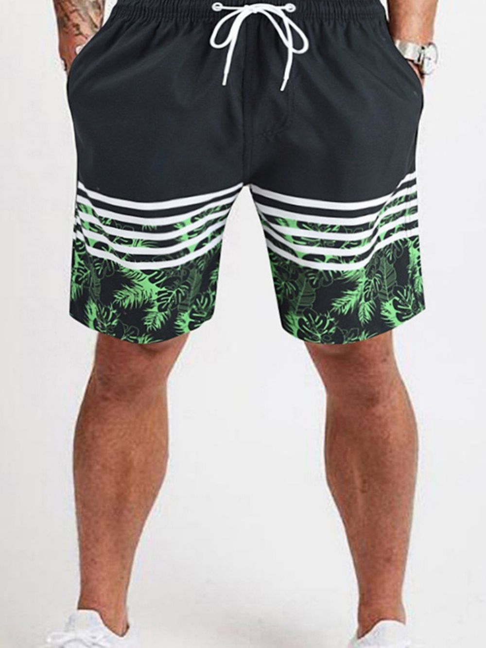 Short Masculino Casual Com Cadarço Da Planta