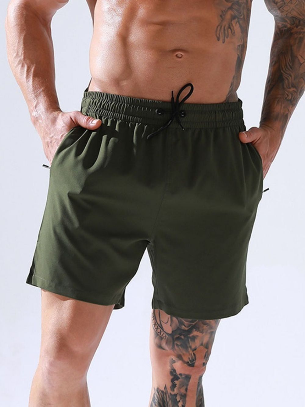 Short Masculino Casual Com Cadarço Liso Com Cadarço