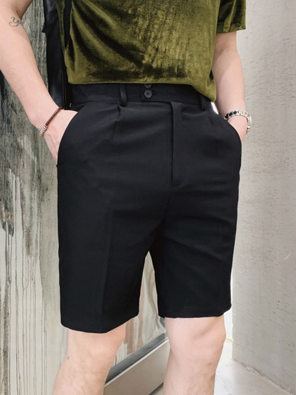 Shorts Casuais Masculinos Com Zíper Reto Simples Com Zíper Coreano