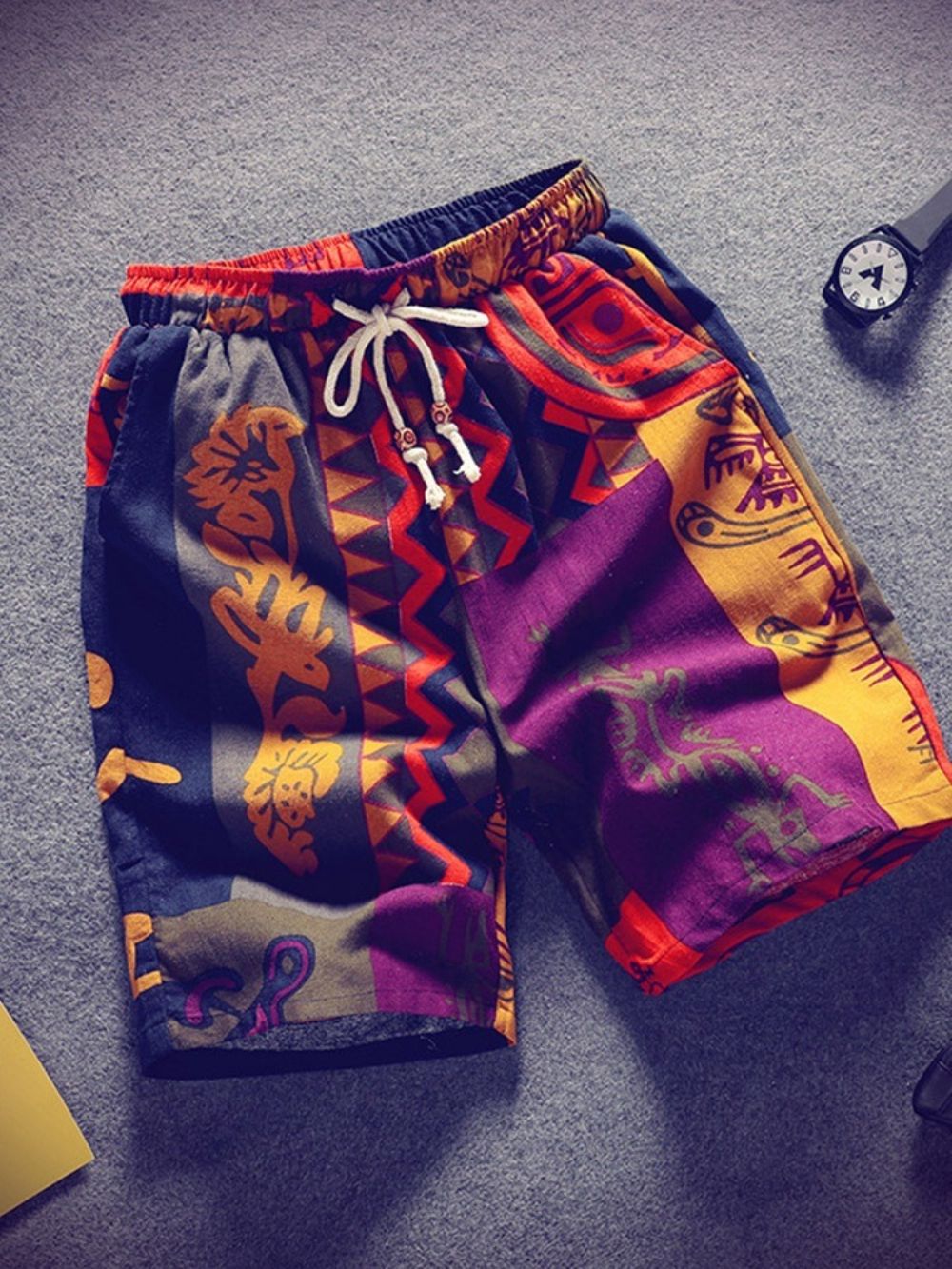 Shorts Casuais Masculinos Coreanos Finos E Retos Com Cadarço