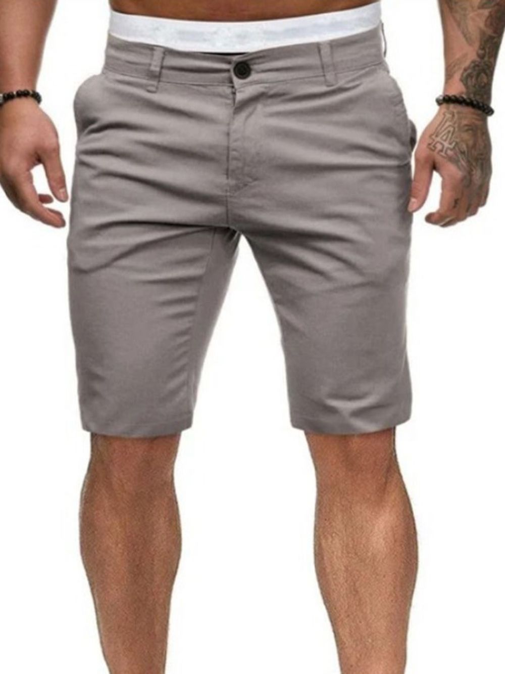 Shorts Casuais Masculinos Lisos Com Zíper