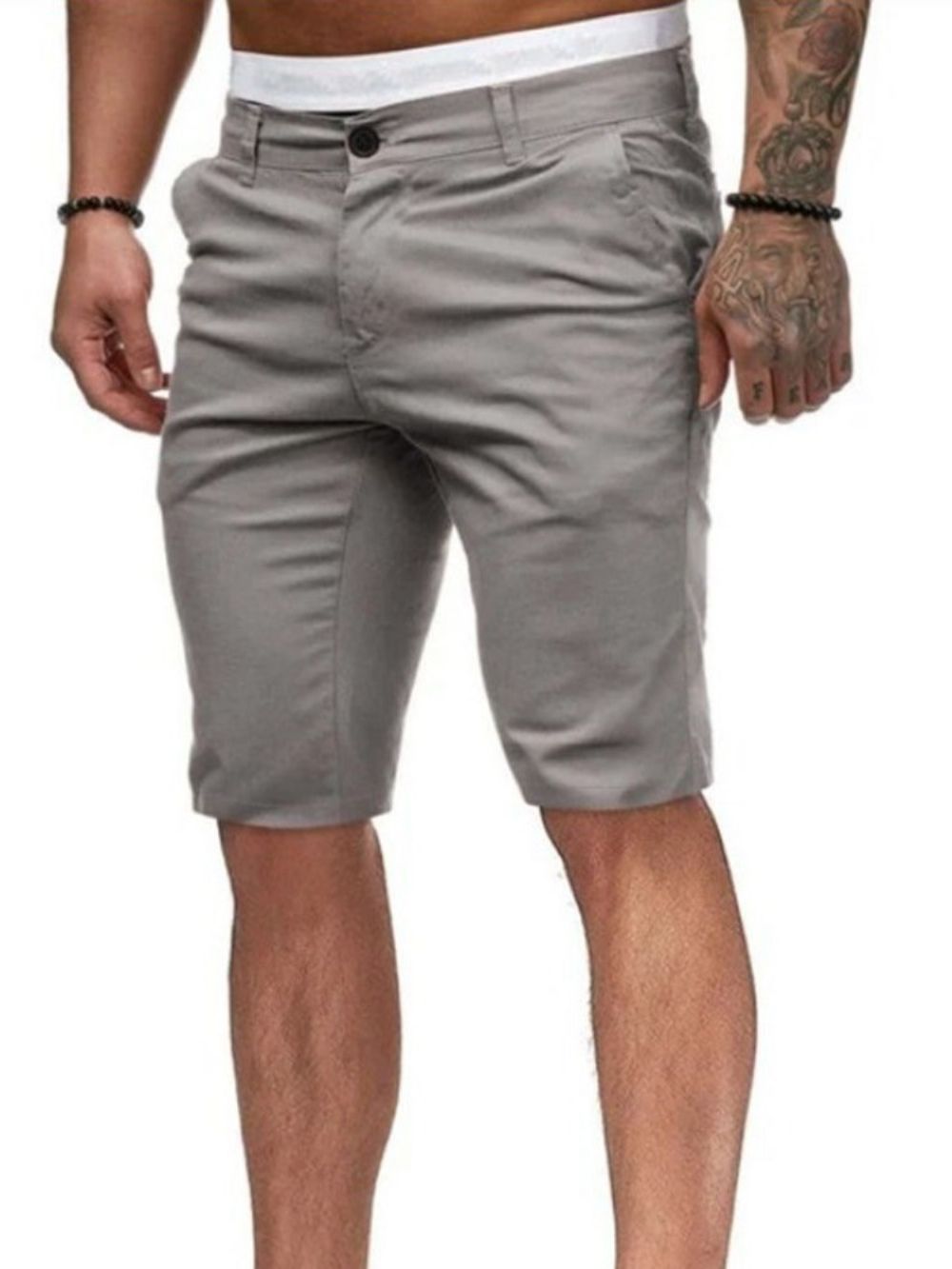 Shorts Casuais Masculinos Lisos Com Zíper