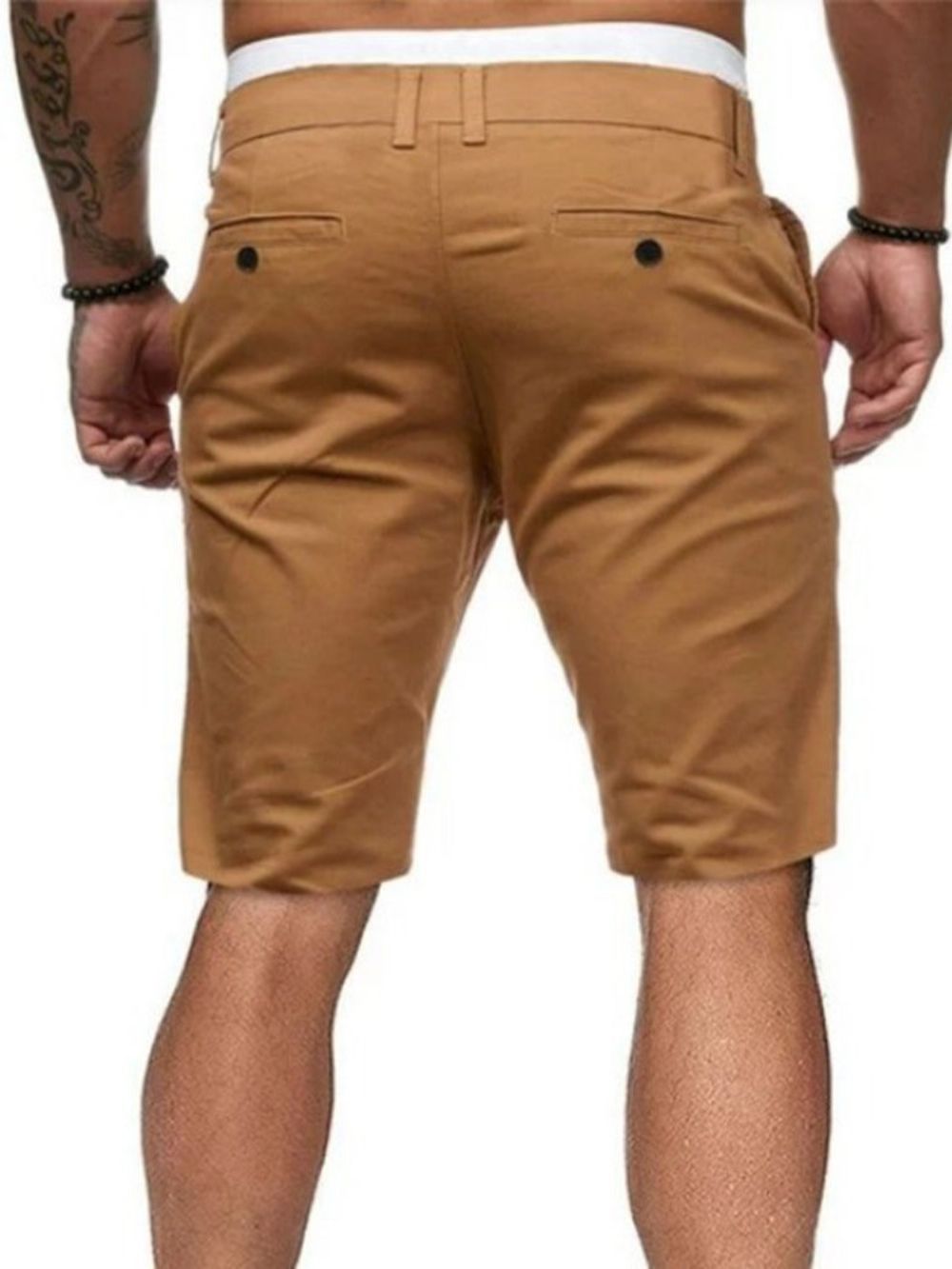 Shorts Casuais Masculinos Lisos Com Zíper