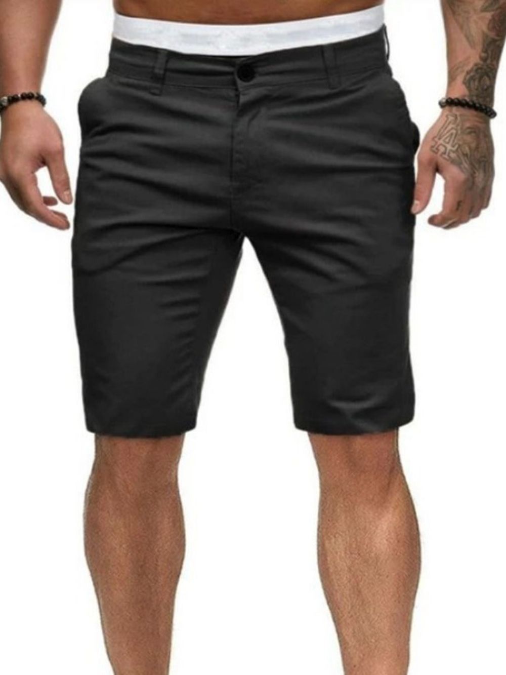 Shorts Casuais Masculinos Lisos Com Zíper