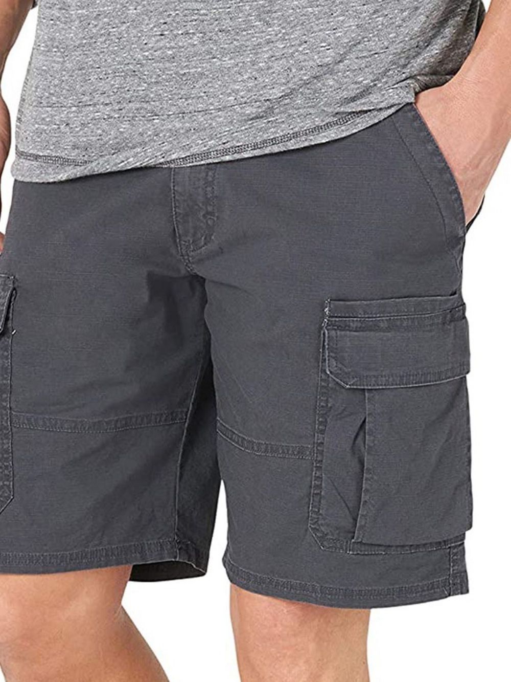 Shorts Casuais Masculinos Lisos E Retos De Bolso