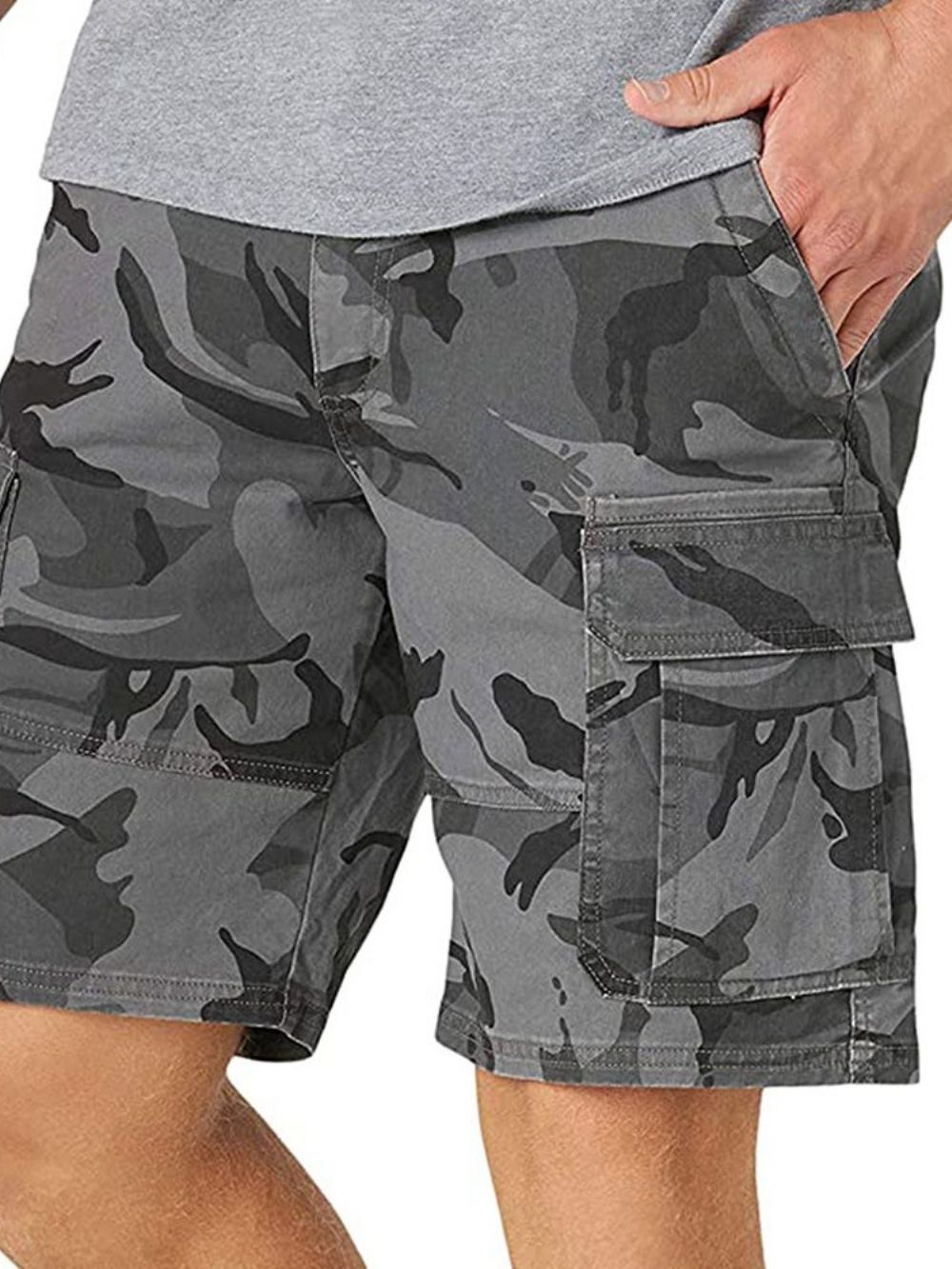 Shorts Casuais Masculinos Lisos E Retos De Bolso