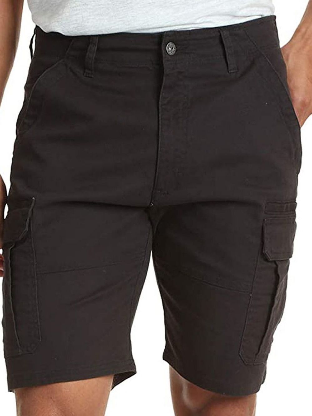 Shorts Casuais Masculinos Lisos E Retos De Bolso