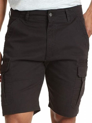 Shorts Casuais Masculinos Lisos E Retos De Bolso