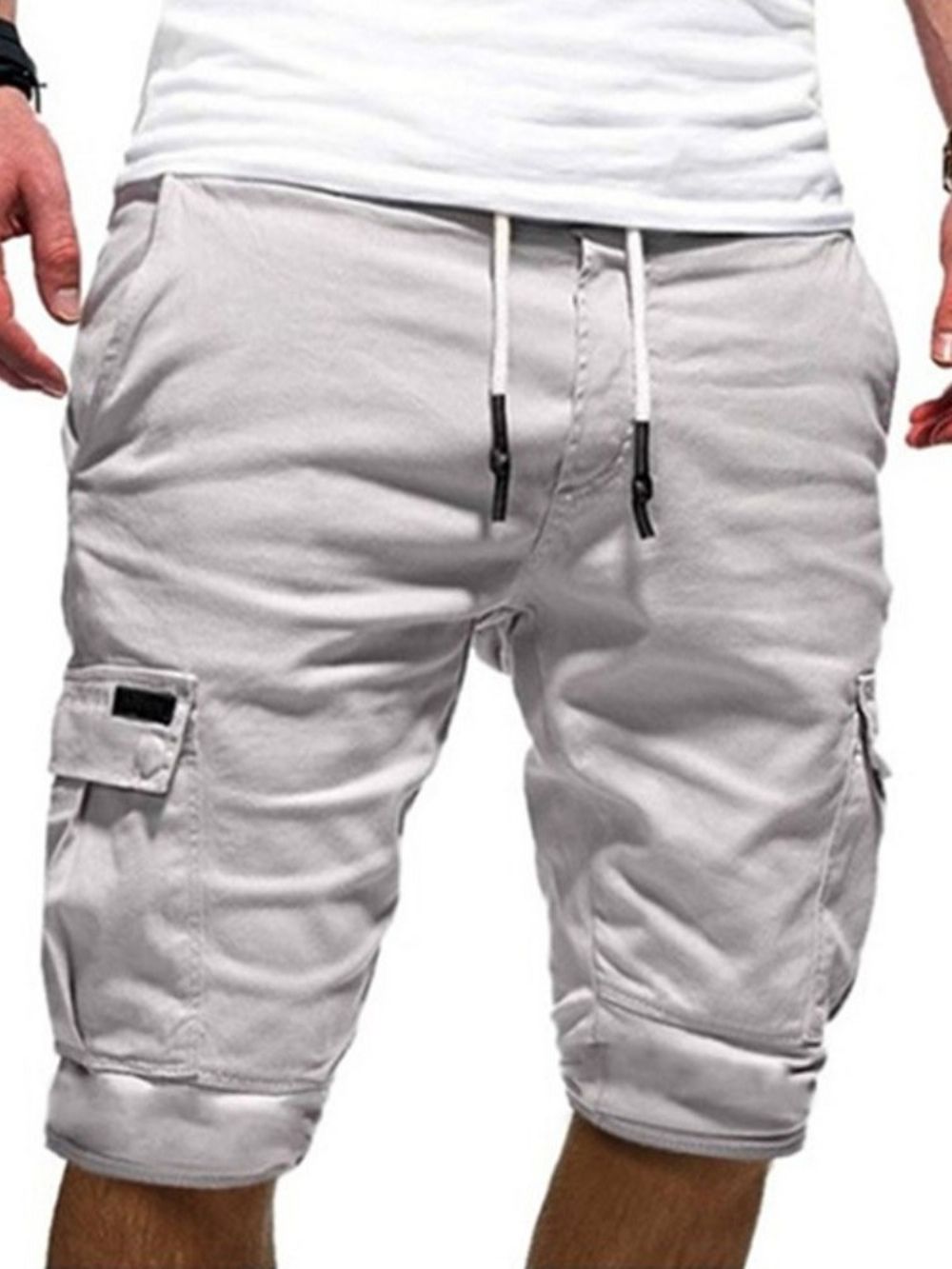 Shorts Casuais Masculinos Simples Com Cadarço