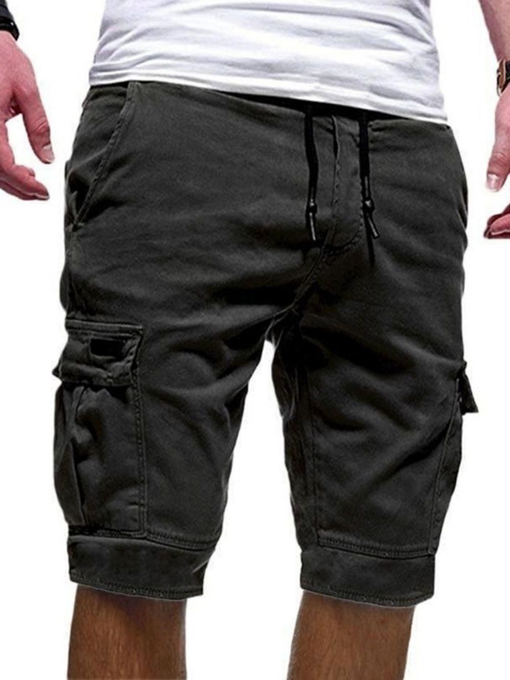 Shorts Casuais Masculinos Simples Com Cadarço