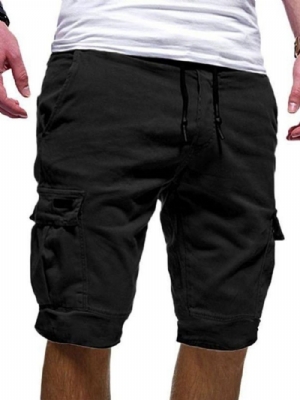 Shorts Casuais Masculinos Simples Com Cadarço