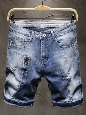 Shorts Jeans Masculino Bolso Com Zíper Fino