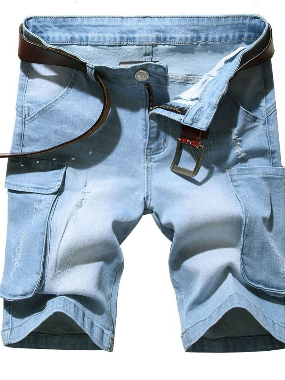 Shorts Jeans Masculino Com Zíper De Cintura Média Usado