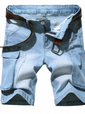 Shorts Jeans Masculino Com Zíper De Cintura Média Usado